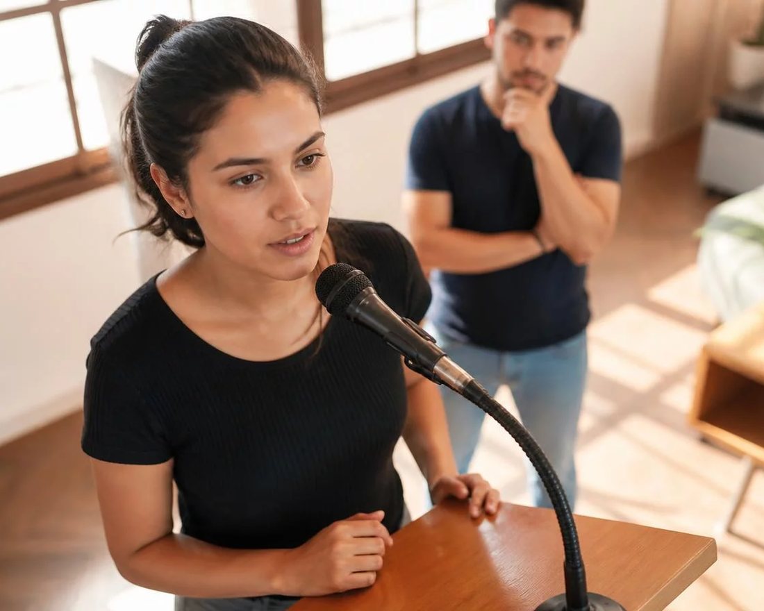 Participante ergue a mão para pedir a palavra numa mesa coberta de folhas anotadas